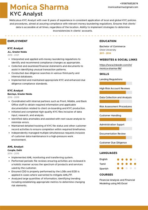 Sample Resume For Kyc Analyst