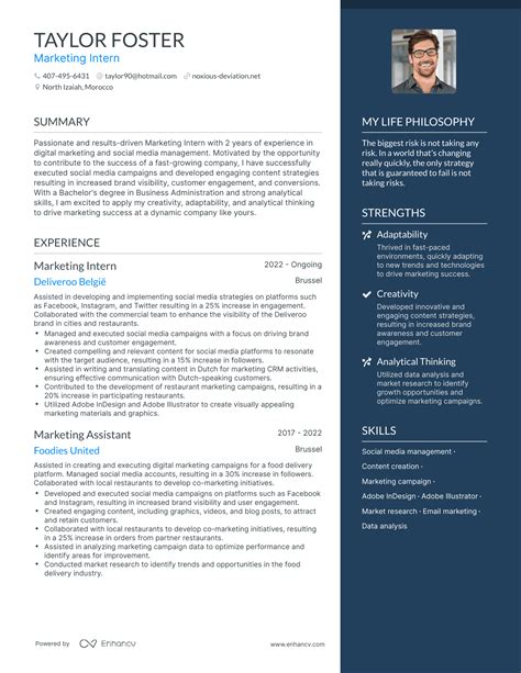 Sample Resume For Marketing Internship