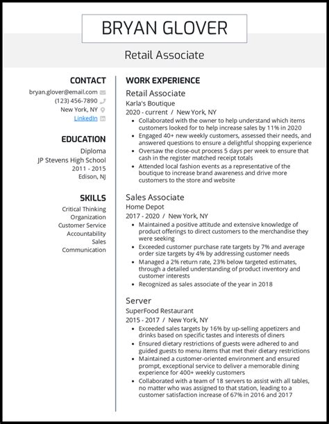 Sample Resume For Retail Job