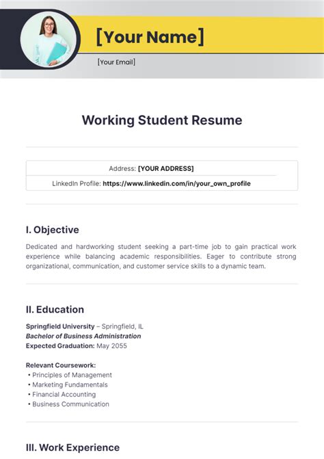 Sample Resume For Working Student