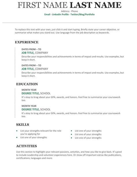 Sample Resume Format In Word
