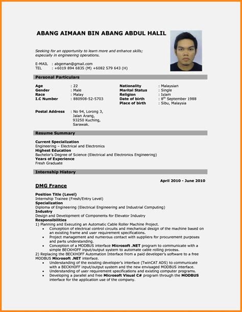 Sample Resume In Malaysia