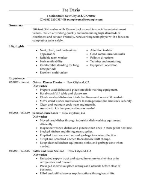 Sample Resume Objectives Cook Dishwasher