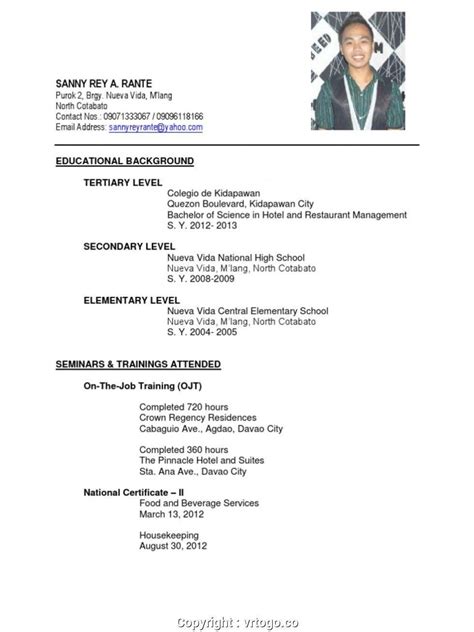 Sample Resume Objectives For Fresh Graduates Hrm