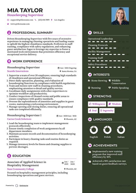 Sample Resume Of Housekeeping Supervisor Job