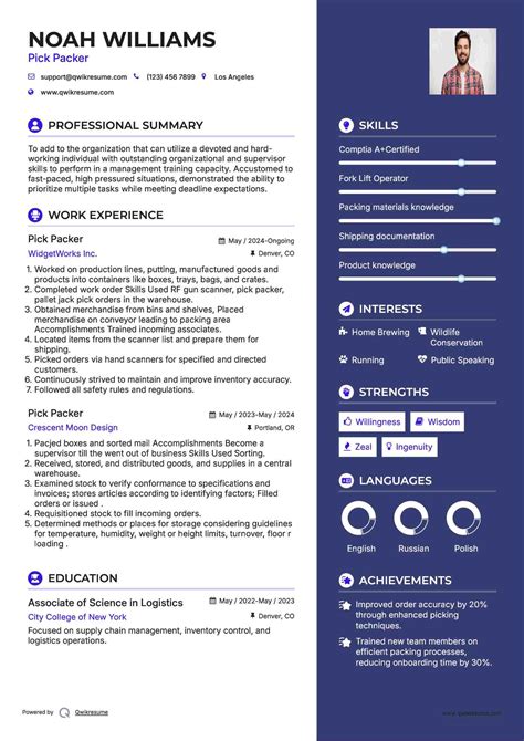 Sample Resume Of Pick Packer