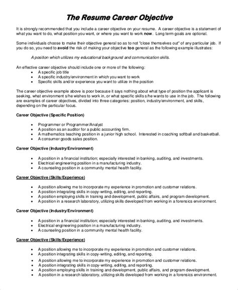 Sample Resume Resume Objective Examples For Multiple Jobs
