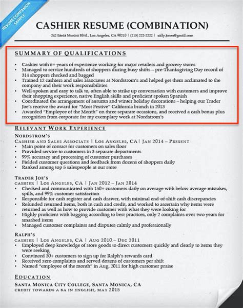 Sample Resume Summary Of Qualifications