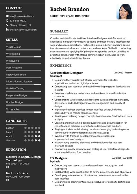 Sample Resume User Interface Designer