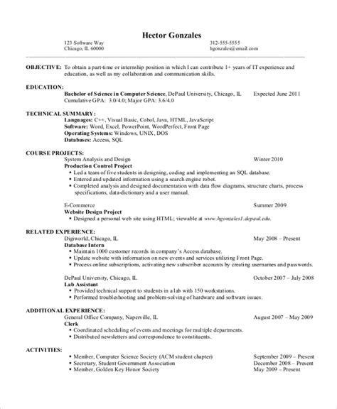Sample Resume With Career Objective