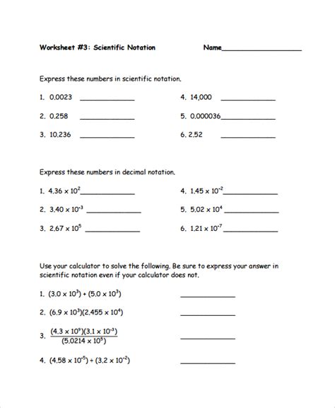 Sample Scientific Notation Worksheet - 9+ Free Documents Download in