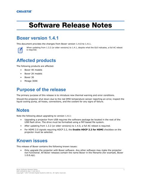 Sample Software Release Notes Template