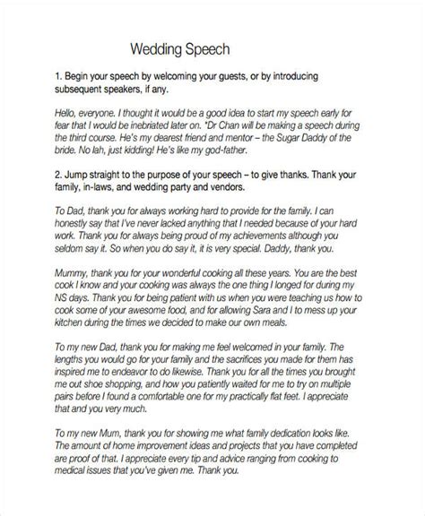 Sample Speech For Wedding