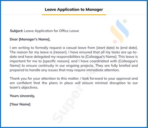 Sample Templates for Your Leave Application To Manager