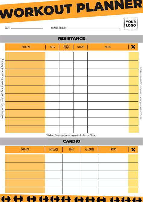 Sample Workout Table