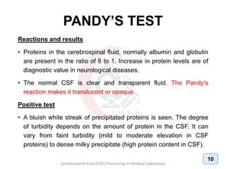 Sample requirements for Nonne Pandy Test CSF