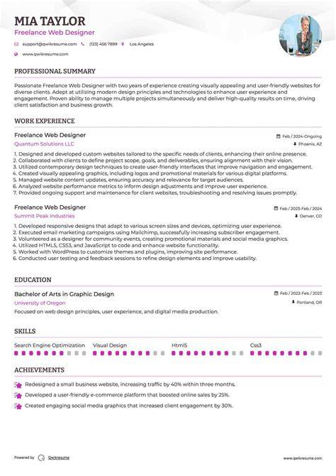 Samples Resume Freelance Web Designer
http://resumesdesign.com/samplesresumefreelanceweb