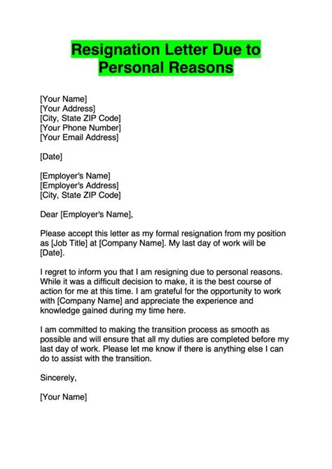 FREE 6+ Resignation Letter Samples in MS Word PDF