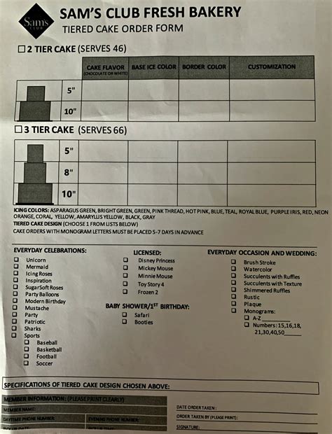 Sams Club Cake Order Catalog