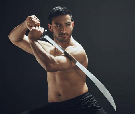 Samurai sword posing