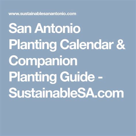 San Antonio Planting Calendar