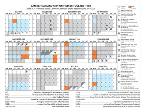 San Bernardino Usd Calendar