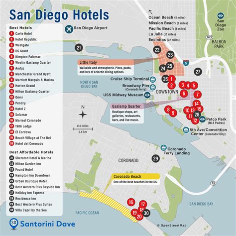 San Diego Map Hotels