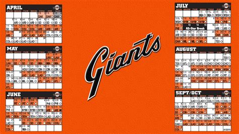 San Francisco Giants Schedule Printable