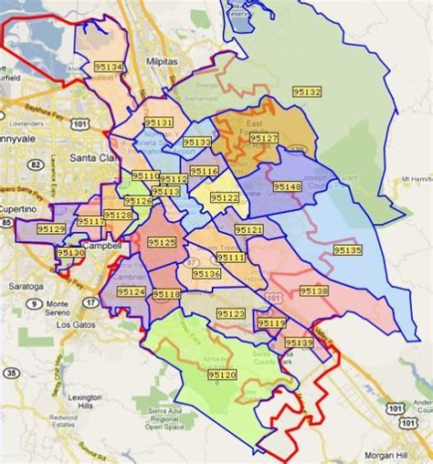 San Jose Zip Code Map, California