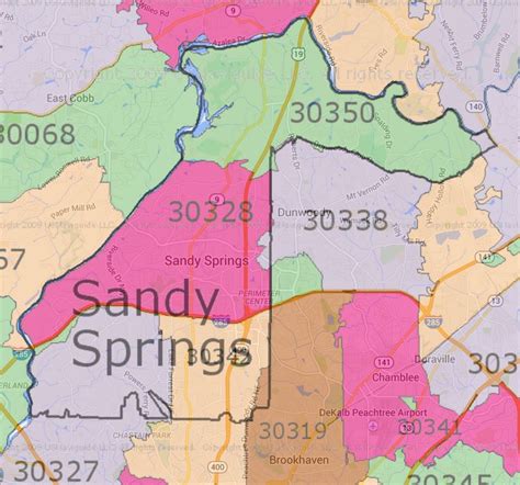 Sandy Springs GA Zip Code Map