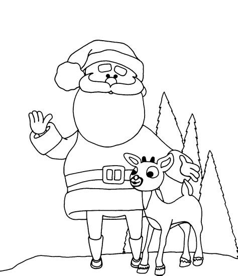 Santa And Reindeer Coloring Pages Free Printable