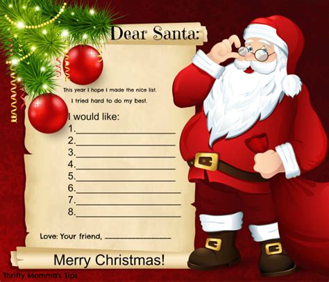 Santa Claus Wish List Printable