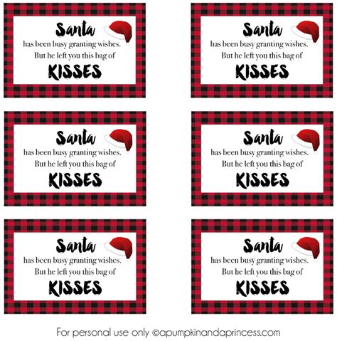 Santa Kisses Free Printable