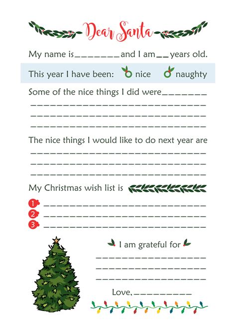 Santa Printable Wish List