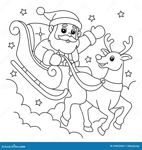 Santa And Reindeer Color Page