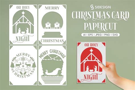 Download Santa Christmas Card Papercut Files Free PSD Mockups