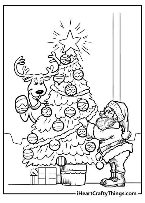 Santa Christmas Tree Coloring Page