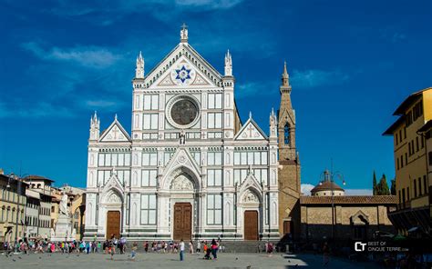 A grand view of the Basilica di Santa Croce church, Florence, with the city in the background