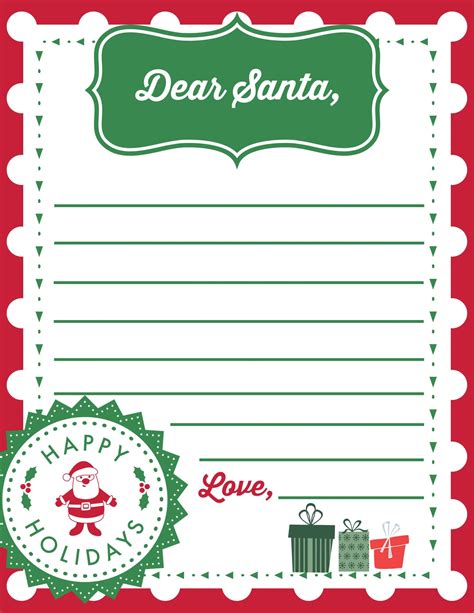 Letter to Santa Free Printable Download