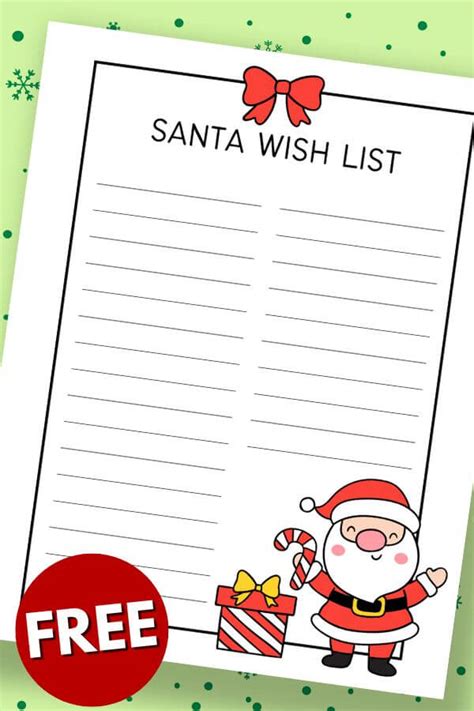 Santa Wish List Template Free