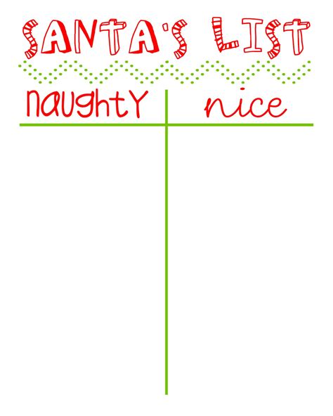 Santas Naughty And Nice List Template