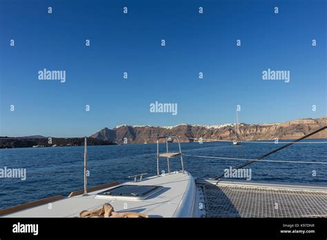 Santorini catamaran deck