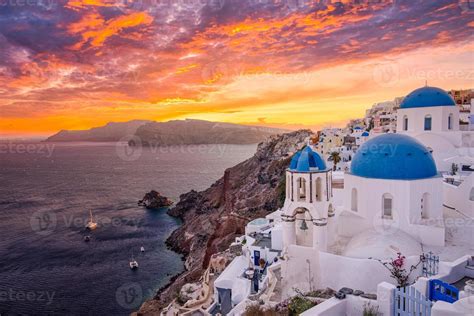 Santorini sunset reflection