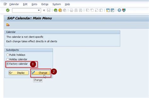 Sap Factory Calendar Tcode