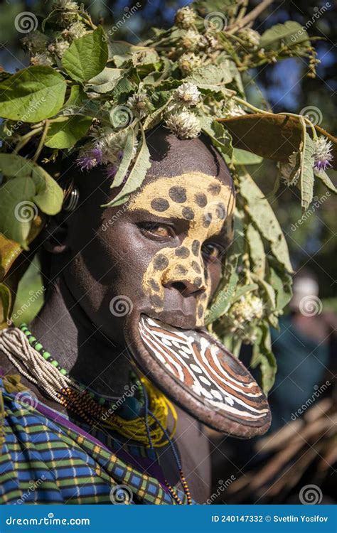 Sara Woman with Lip Plate in her Lower Lip