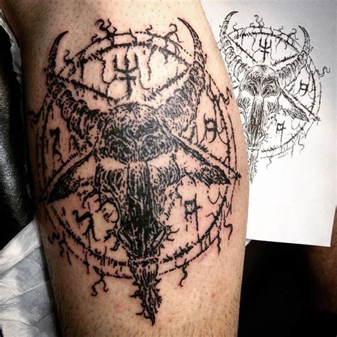Satanic goat girl Tattoo by Wizard Garrett Spidermonkey