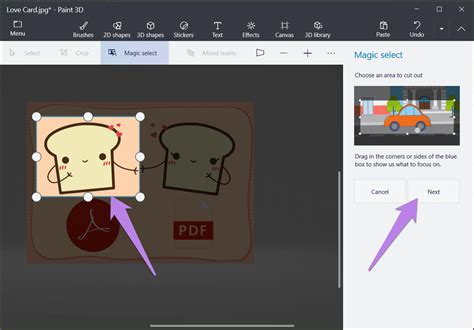 Save Image Extracted Using Magic Select in Paint 3D
