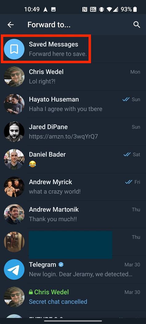 Save important information on Telegram