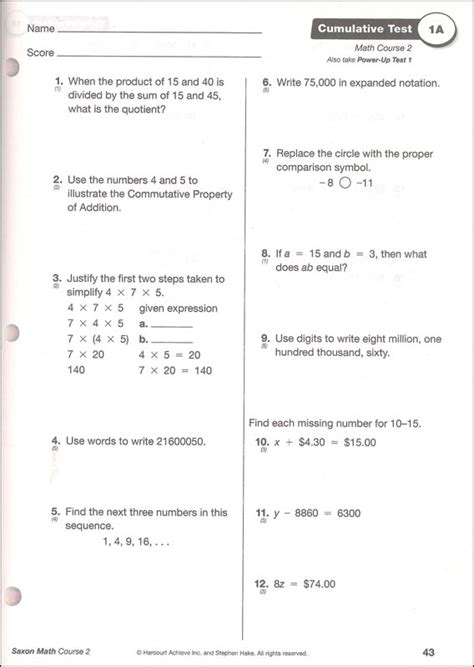 Saxon Math Course 2 Cumulative Test Answer Key: Your Ultimate Guide