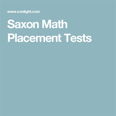 Saxon Math Placement Test Printable